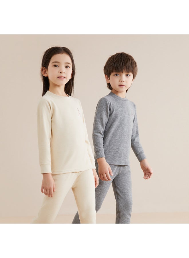 مجموعة ملابس داخلية حرارية من الصوف والحرير للأطفال، ملابس الخريف للصبيان والبنات، بناطيل الخريف، بيجاما ألمانية للرضع بشتاء مخملي مزدوج الوجه - Image 3