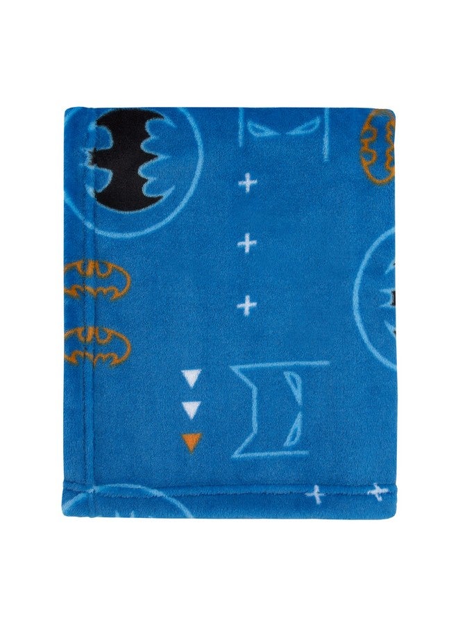 NoJo بطانية أطفال سوبر ناعمة من وارنر براذرز باتمان باللون الأزرق والبرتقالي والأبيض مع أيقونات وشعارات مثلثات - Image 2