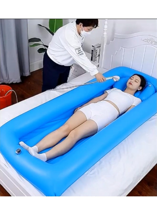 Inflatable Bedside Bathtub for Seniors and Disabled - Portable Medical Bathing Basin with Built-in Pillow and Shower Hose - Full-Body In-Bed Bathing Kit for Bedbound, Elderly, and Limited Mobility - Image 3