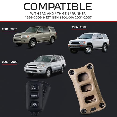 AJT DESIGN Replacement Key Fob Case Compatible with 3rd and 4th Gen Toyota 4Runner 19962009 1st Gen Sequoia 20012007 Impact Resistant ABS Rugged Sleek Design Made in USA Quicksand - Image 3
