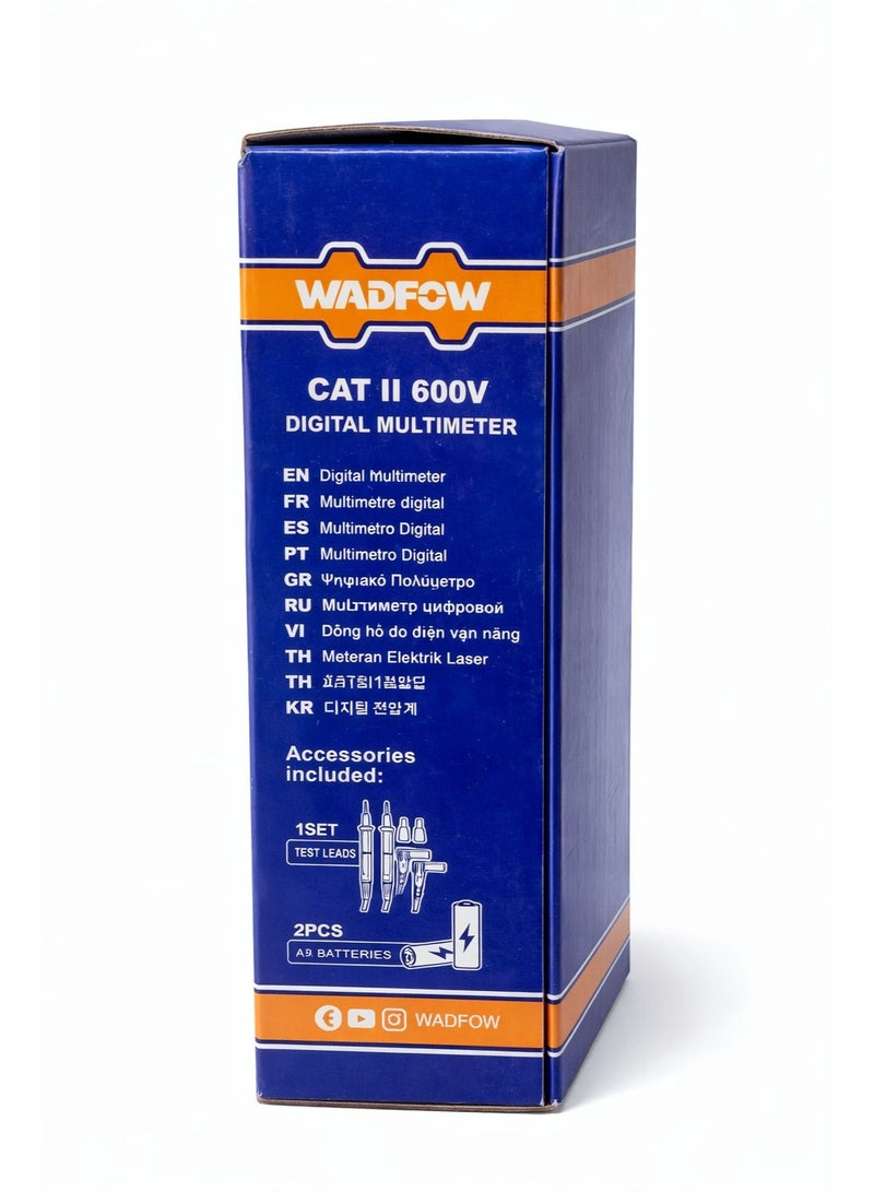 وادفو ملتيميتر رقمي احترافي WADFOW CAT II 600V – 4000 Counts – قياس الجهد والتيار والمقاومة – شاشة واضحة – جودة عالية - Image 3