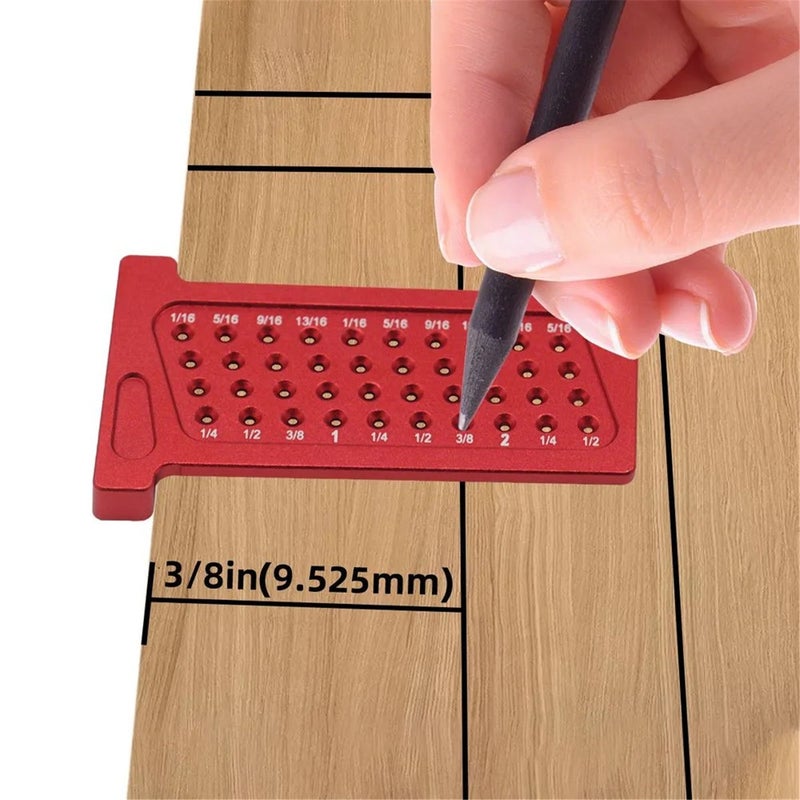 3D woodworking square protractor and T-shaped square hole marking ruler kit, high-precision aluminum layout measurement tool for woodworking, essential tool kit for metric and imperial woodworking - Image 3