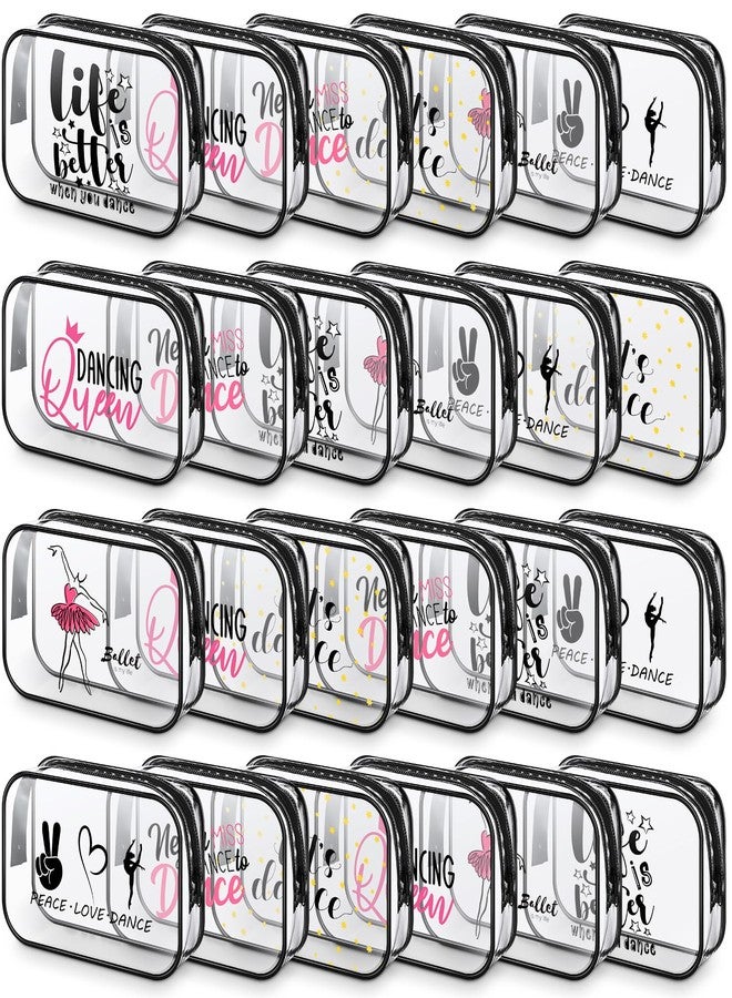 Abbylike 24 Pcs Cheer Gifts Cosmetic Bag 7 x 4.7 x 2.4'' Makeup Bag Cosmetic Toiletry Zipper Pouch Clear Zipper Case for Cheerleaders Women(Dance) - Image 1