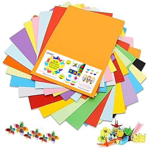 OFIXO Color Paper A4 Colored 150 GSM Sheets Art and Craft Paper Sheets Double Sided Colored Smooth Finish (50 Sheets) - Image 1