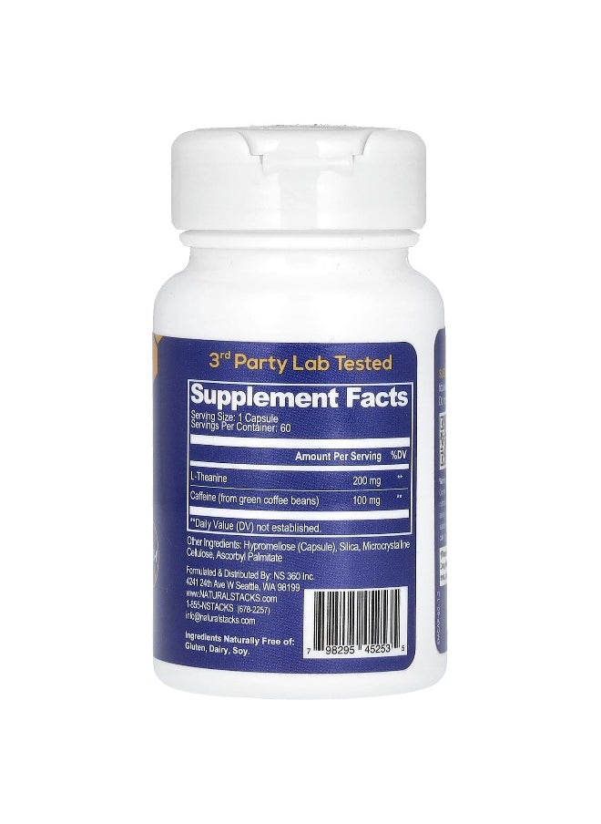 Natural Stacks Natural Stacks, Smart Caffeine With L-Theanine, 60 Vegan Capsules  - Image 2