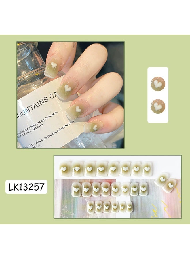 Goolsky Matcha Blush Heart French Press-on Nails for Sweet Daily Style - Image 4