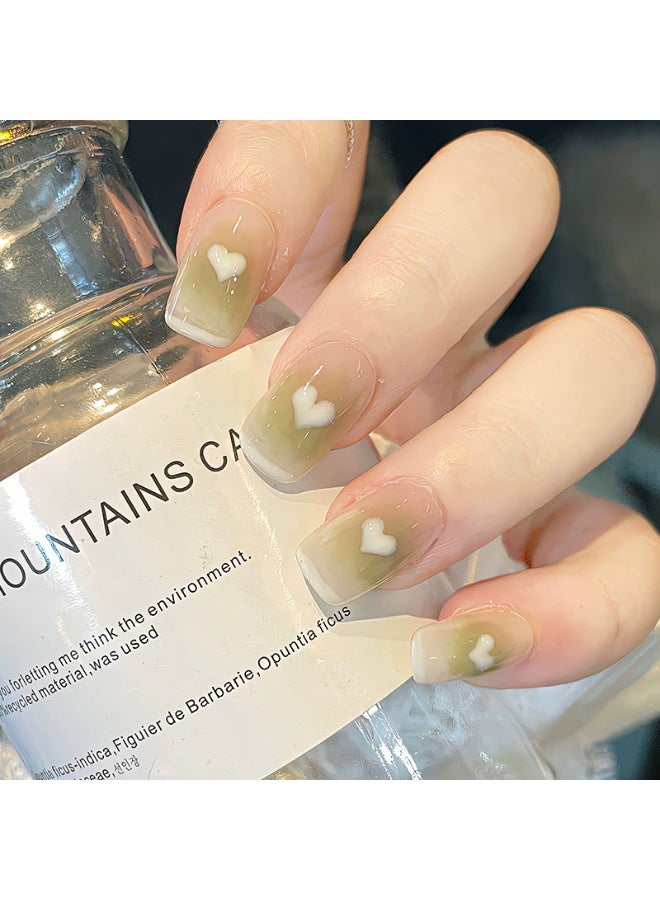 Goolsky Matcha Blush Heart French Press-on Nails for Sweet Daily Style - Image 3