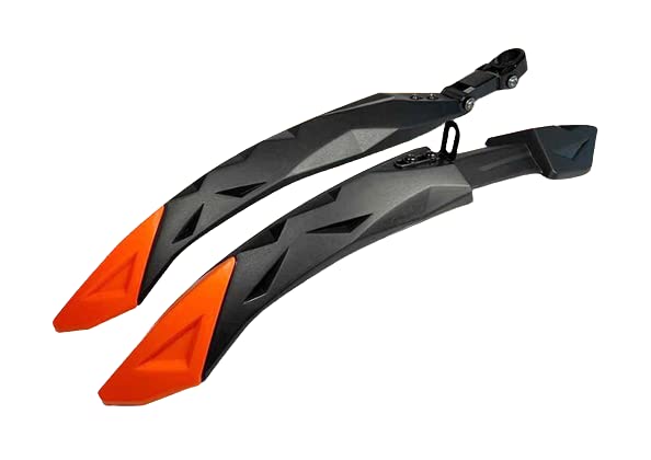 ShreNik Cycle Mudguard for Bicycle Fenders Front & Rear Set Senior Standard Size Dual Color (Fender-Grip Combo Orange) - Image 2