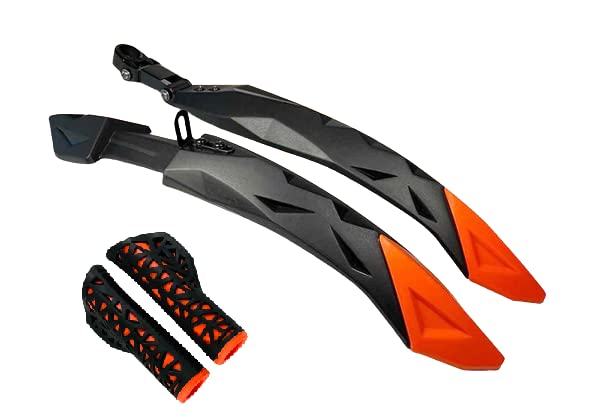 ShreNik Cycle Mudguard for Bicycle Fenders Front & Rear Set Senior Standard Size Dual Color (Fender-Grip Combo Orange) - Image 4