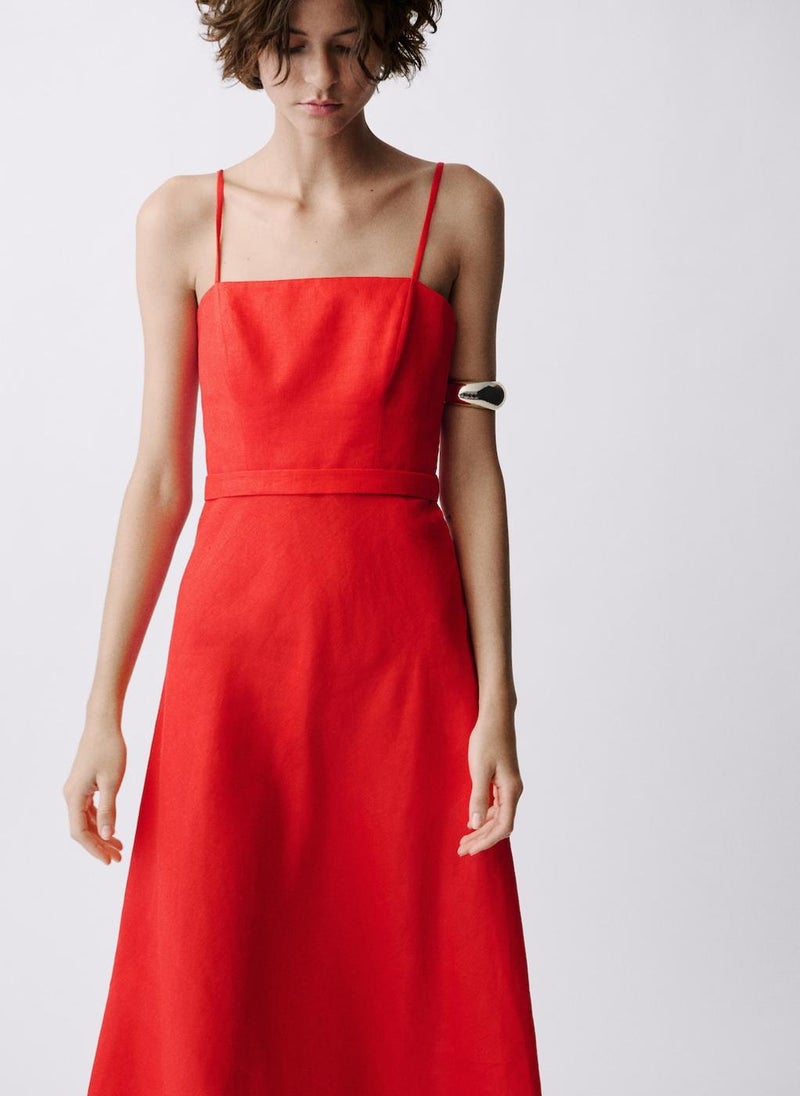 MANGO - Bow Linen-Blend Dress - Image 1