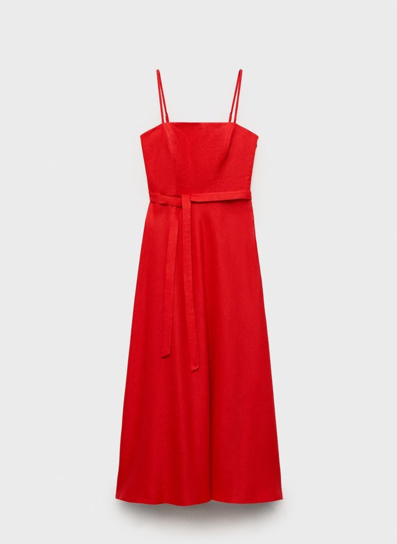 MANGO - Bow Linen-Blend Dress - Image 1