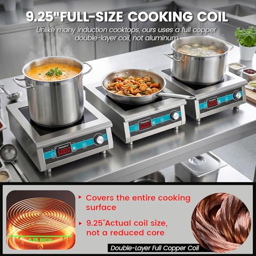 Abangdun Commercial Induction Cooktop 5000W 190V~275V Electric Stove Commercial Range Countertop Burner with 18 Hour Timer Non Circulating Heating Portable Hot Plate for Restaurant&Hotel&Kitchen Use - Image 5