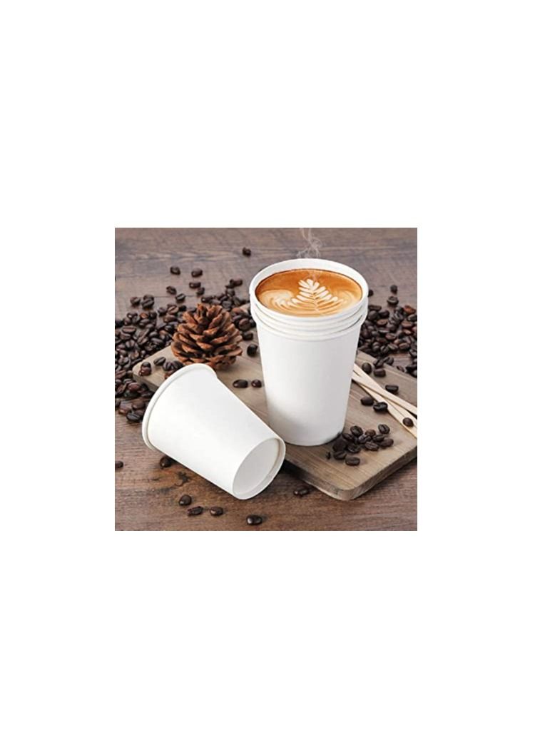 Falconpack Disposable White Paper Cup for Tea Coffee and Cool Drinks Heavy Duty 12oz - Image 2