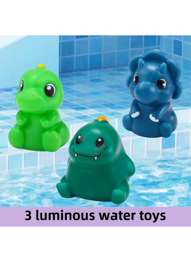 Shake Tone Bath Toys Silicone Luminous Little Dinosaur Unicorn Boys Girls Baby Bathroom Toys Free Shipping-Color:Glowing Little Dinosaurs When Exposed To Water (pack Of Three)  - Image 1