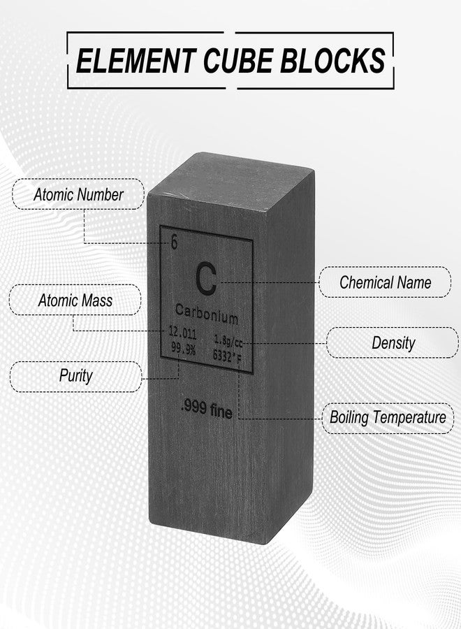 PATIKIL Carbon Cube, 1x1x2 C Density Stick High Density Element Rod Unique Metal Cube Periodic Table of Elements Collections Lab Experiment Teacher Scientific Classes - Image 3