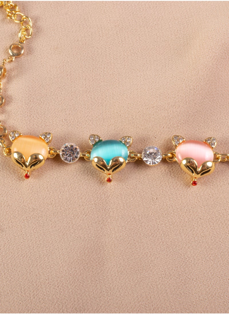 The Black Pearl Accessories - Platinum Bracelet Gold with Multicolored Foxy Zirconic Faces - Image 1