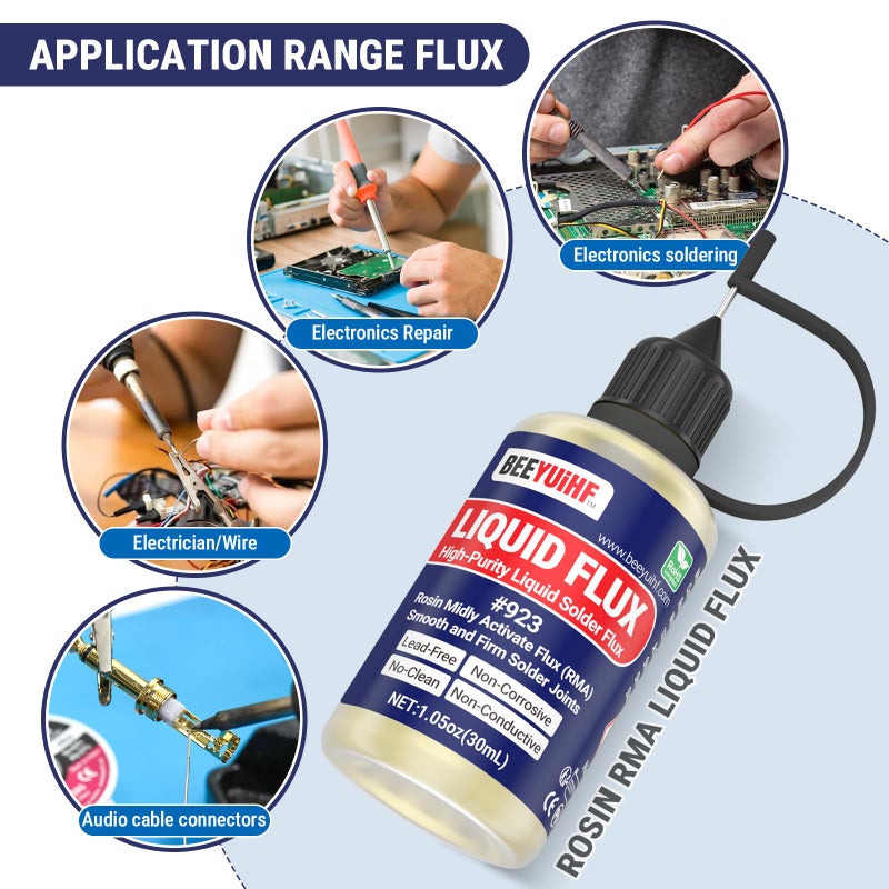 BEEYUIHF Liquid Solder Flux Dropper, Liquid Soldering Flux, No Clean Liquid Flux, Electrical Liquid Rosin Flux Solder, Liquid Flux Soldering Squeeze Bottle (30 mL/1.05Oz.) - Image 4