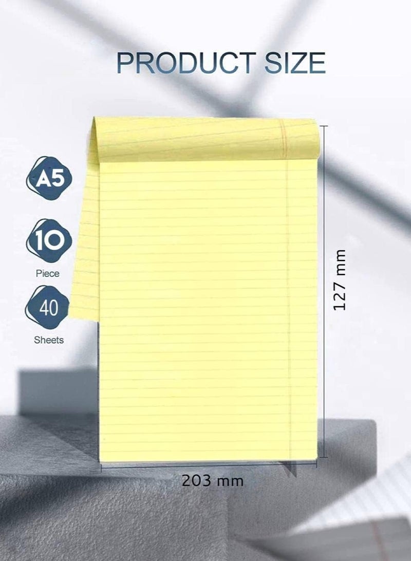MARKQ A5 Single Line Writing Pad, 10 Pack Single line Legal Notepad, A5 Yellow Notebook Sheets for School, College, Office Supplies, 50 Sheets - Image 3