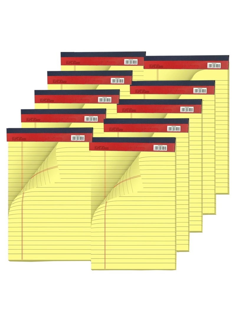 MARKQ A5 Single Line Writing Pad, 10 Pack Single line Legal Notepad, A5 Yellow Notebook Sheets for School, College, Office Supplies, 50 Sheets - Image 1