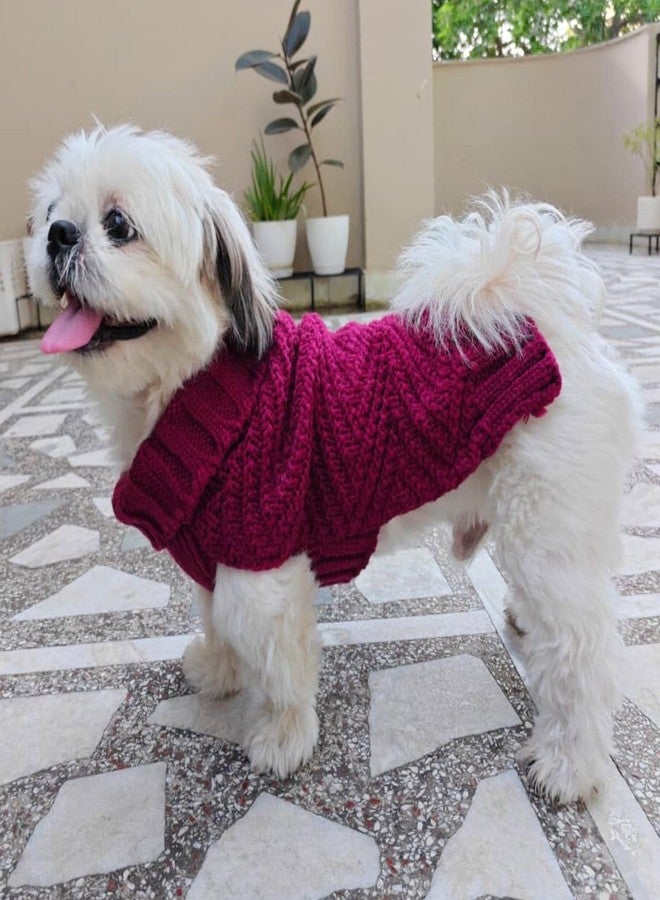Lulala Dog Sweater for Small Dogs, Warm Dog Christmas Sweater, Winter Dog Sweater, Classic Turtleneck Dog Knitwear (Burgundy, 10 Inch) - Image 4