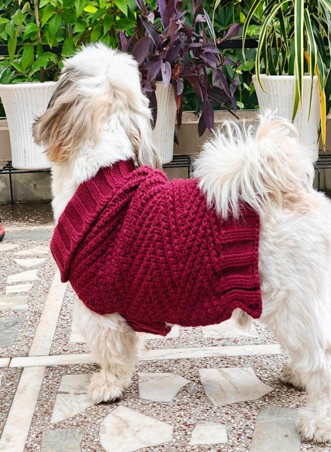 Lulala Dog Sweater for Small Dogs, Warm Dog Christmas Sweater, Winter Dog Sweater, Classic Turtleneck Dog Knitwear (Burgundy, 10 Inch) - Image 5