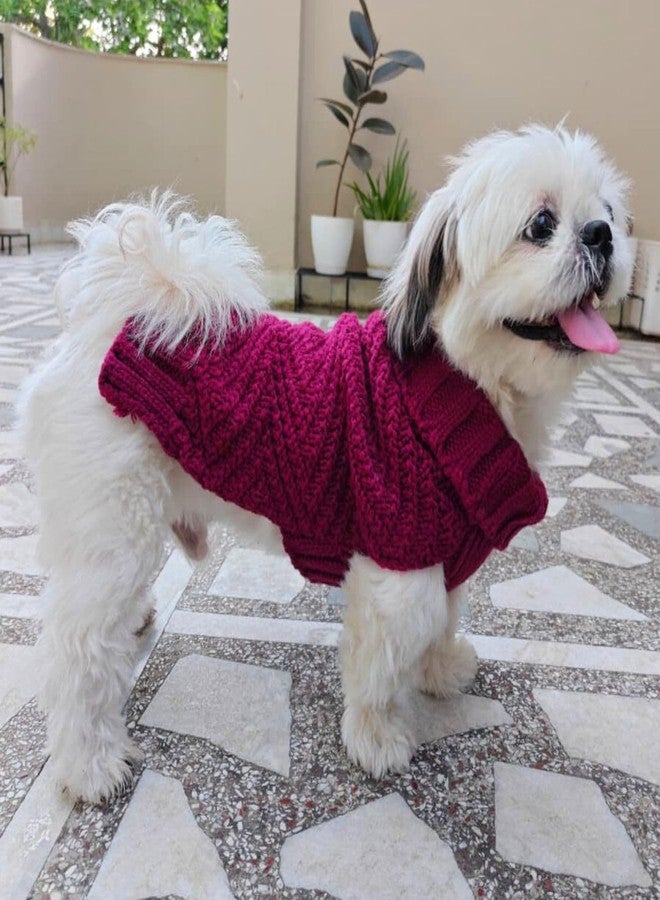 Lulala Dog Sweater for Small Dogs, Warm Dog Christmas Sweater, Winter Dog Sweater, Classic Turtleneck Dog Knitwear (Burgundy, 10 Inch) - Image 1