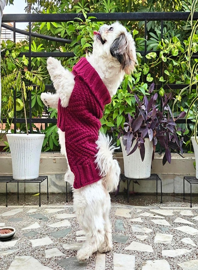 Lulala Dog Sweater for Small Dogs, Warm Dog Christmas Sweater, Winter Dog Sweater, Classic Turtleneck Dog Knitwear (Burgundy, 10 Inch) - Image 3