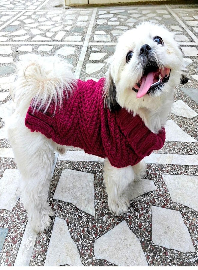 Lulala Dog Sweater for Small Dogs, Warm Dog Christmas Sweater, Winter Dog Sweater, Classic Turtleneck Dog Knitwear (Burgundy, 10 Inch) - Image 2