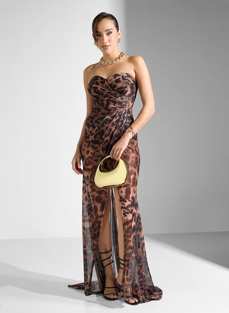 Ginger Strapless Leopard Dress