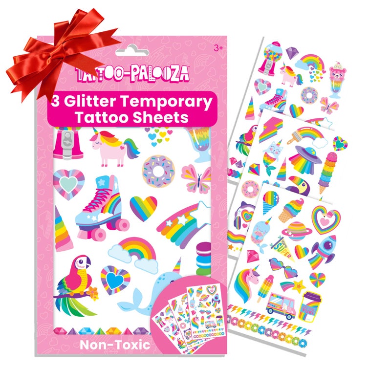 Ooly 50 Temporary Tattoos For Kids, Safe & Non-Toxic Temporary Tattoo, Party Favors Gifts for Kids, Great Goodie Bag Stuffers & Fun Birthday Decorations - Over the Rainbow - Image 1