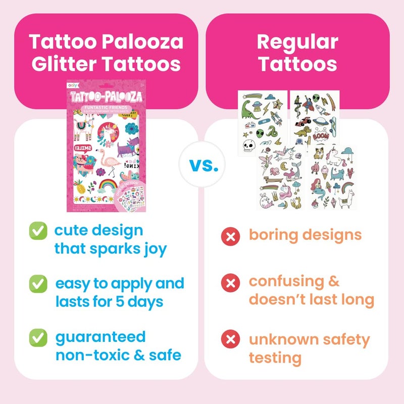 Ooly 50 Temporary Tattoos For Kids, Safe & Non-Toxic Temporary Tattoo, Party Favors Gifts for Kids, Great Goodie Bag Stuffers & Fun Birthday Decorations - Over the Rainbow - Image 3
