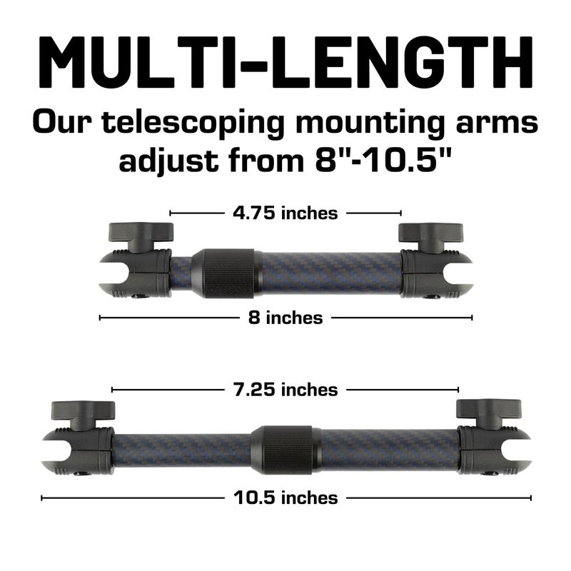 Bulletpoint Mounting Solutions Extension Arm 8"-10.5" Carbon Fiber + Kevlar Telescoping Dual Socket Fits 20mm Attachment Ball - Image 2