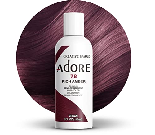 Adore Semi Permanent Hair Color Vegan and CrueltyFree Brown Hair Dye 4 Fl Oz 078 Rich Amber Pack of 1