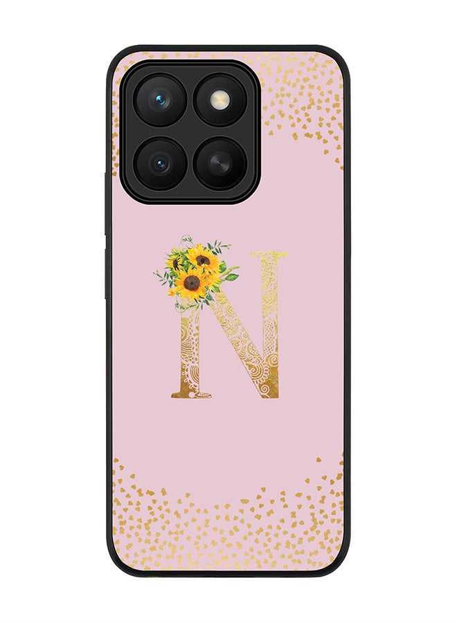 Stylizedd For Honor X8c Case,Slim fit Camera Protection, Shockproof Thin Phone cover  - Custom Floral Monogram - N  (Pink )