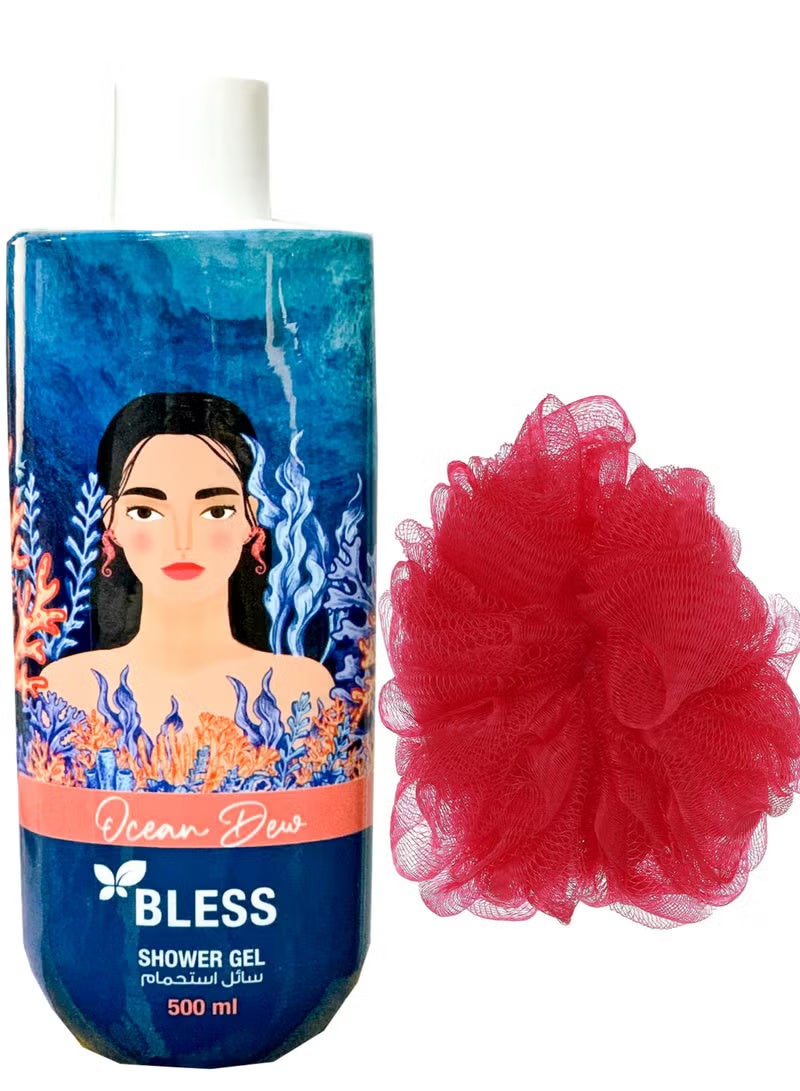 بليس جل الاستحمام  أوشن ديو 500 مل + لوفا متعدد الألوان