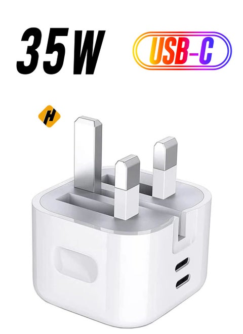 For Nothing Phone 2 / Nothing Phone 1 Charger, 35W Dual Port USB C + USB C Charger Plug, Type C PD Adapter Travel GaN Fast Charger Power Adapter Foldable Phone Charger Plug