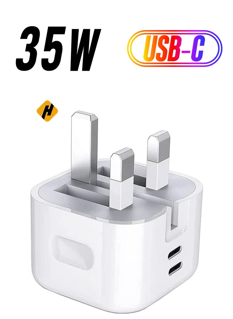 HuHa - For Nothing Phone 2 / Nothing Phone 1 Charger, 35W Dual Port USB C + USB C Charger Plug, Type C PD Adapter Travel GaN Fast Charger Power Adapter Foldable Phone Charger Plug - Image 1