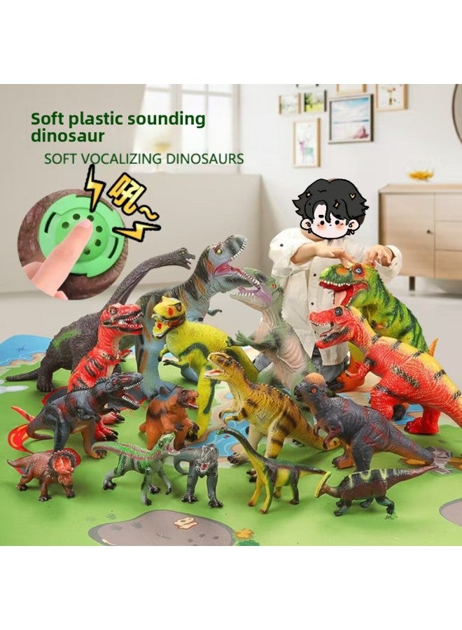 Loquat Large Size Simulation Soft Glue Model Dinosaur Toy Suit Voice Children's Boy Cotton-filled Tyrannosaurus Rex Triceratops Wholesale-Colour:【710 Series】stegosaurus 39cm-story Edition - Image 3