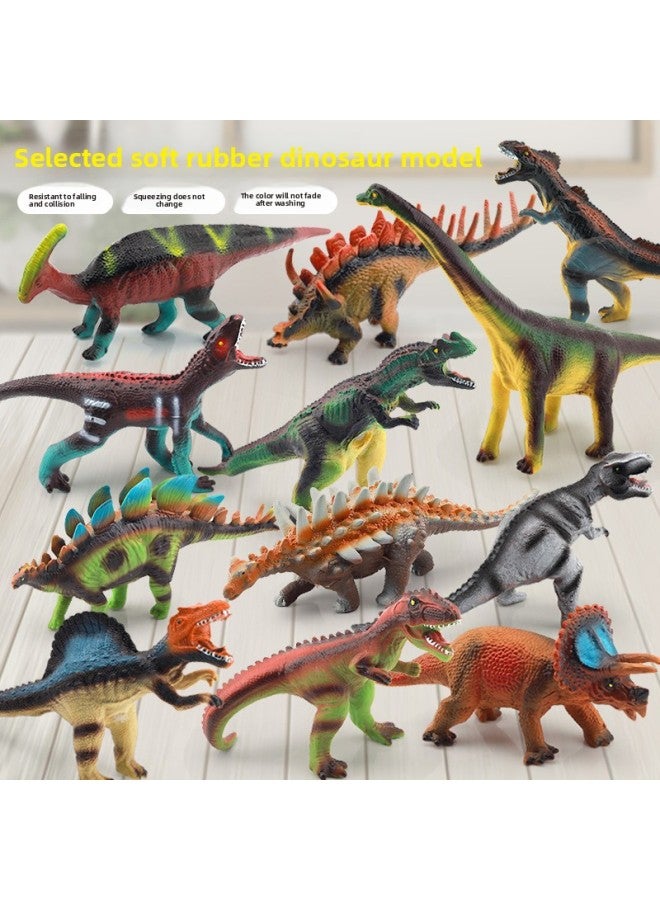 Loquat Large Size Simulation Soft Glue Model Dinosaur Toy Suit Voice Children's Boy Cotton-filled Tyrannosaurus Rex Triceratops Wholesale-Colour:【710 Series】stegosaurus 39cm-story Edition - Image 2