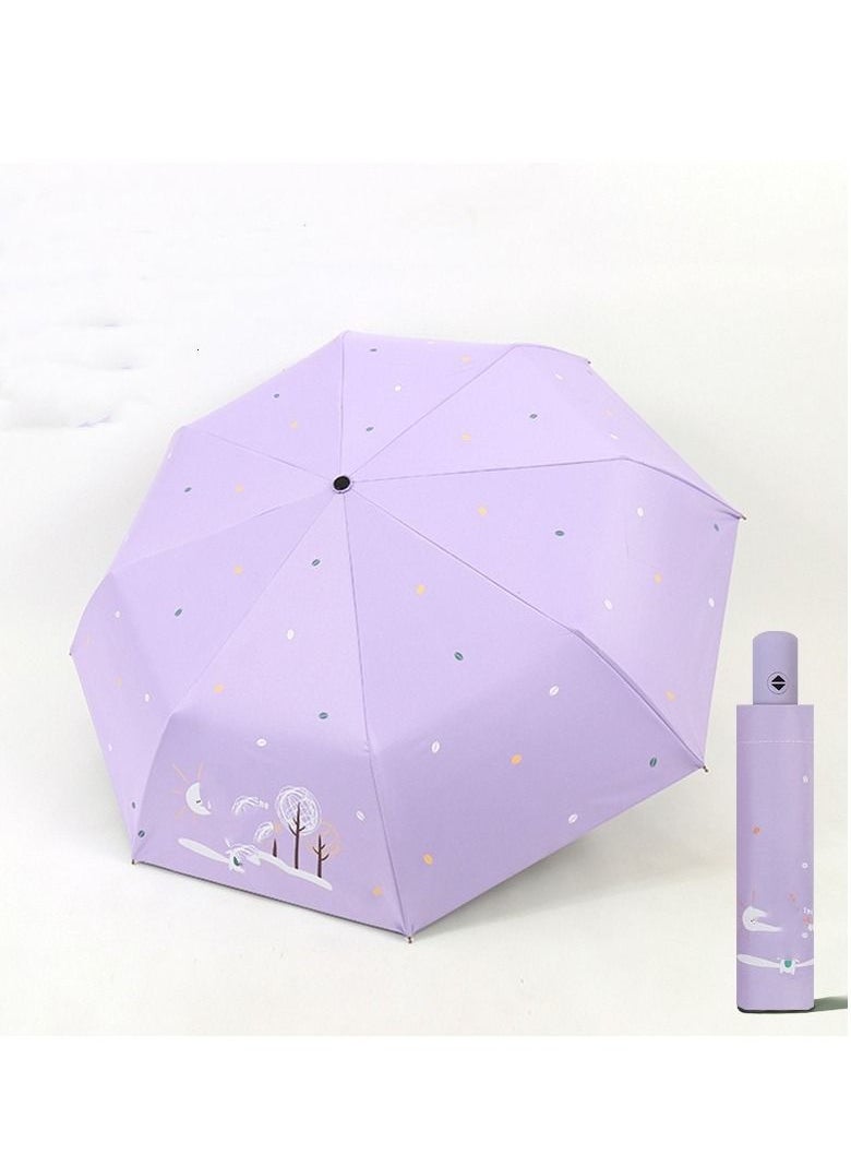Loquat Automatic  UV Sunblock Sunshade Female Sun Umbrella Sunblock Cartoon Purple  - Image 1