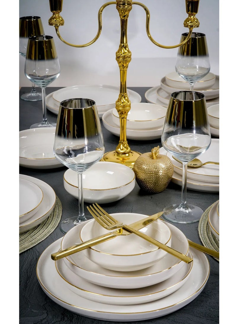 فاريكا البورسلين طقم عشاء رُويا المذهّب بالذهب 24 قطعة لـ6 أشخاص من البورسلان - Image 2