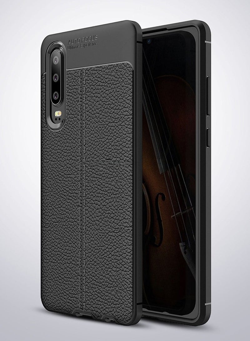 أوتو فوكس جراب حمايه سيليكون تصميم2 مقاوم للصدمات حمايه للكاميرا متوافق مع Huawei P30 (اسود) - Image 1