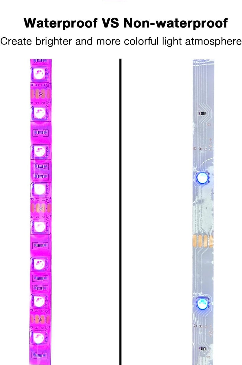DAYBETTER Waterproof Led Lights for Bedroom, 32.8ft (2 Rolls of 16.4ft) Led Strip Lights, 300 LEDs Color Changing RGB 44 Keys Remote Controller, 12v for Outdoor Room Home Party Christmas Decoration - Image 3