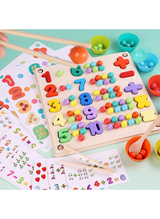 لوح خشبي للأطفال 13 في 1 من الخرز اللوغاريتمي للصيد متعدد الوظائف شكل رقمي معرفي للتعليم المبكر ألعاب تعليمية - اللون: خرز مشبك حسابي 002 - Image 1
