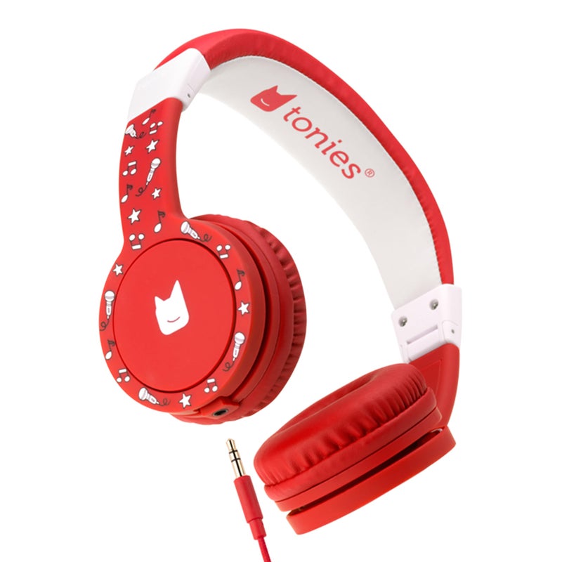 Tonies Foldable Wired Headphones for Kids - Comfortably Designed to fit On-Ear - Works with Toniebox 1 and All 3.5mm Devices - Red - Image 1