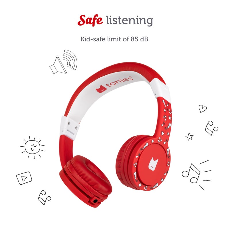 Tonies Foldable Wired Headphones for Kids - Comfortably Designed to fit On-Ear - Works with Toniebox 1 and All 3.5mm Devices - Red - Image 3