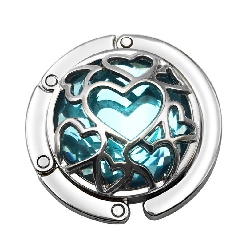 Grtdrm Multiple Hearts Style Premium Foldable Handbag Bag Purse Hanger Table Hook Holder (Azure) - Image 1