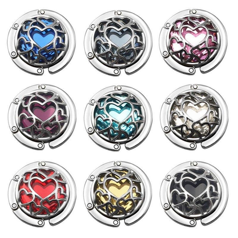 Grtdrm Multiple Hearts Style Premium Foldable Handbag Bag Purse Hanger Table Hook Holder (Azure) - Image 3