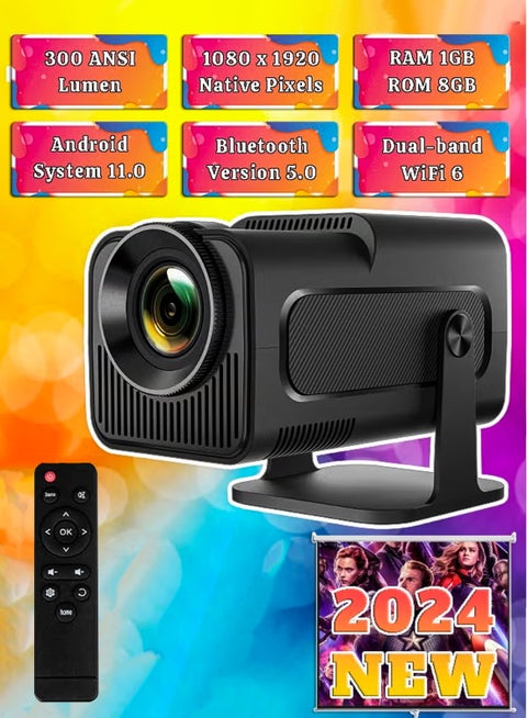 Smart 5G Portable Projector HD 1080P - Support 4K WiFi6 BT 5.0 Android 11 - Support 150 Inches - Auto Keystone Correction - Compatible With Android/iOS/TV Box/HDMI/USB/PS4/PS5 Game controller/iphone/Samsung/Huawei/Xiaomi