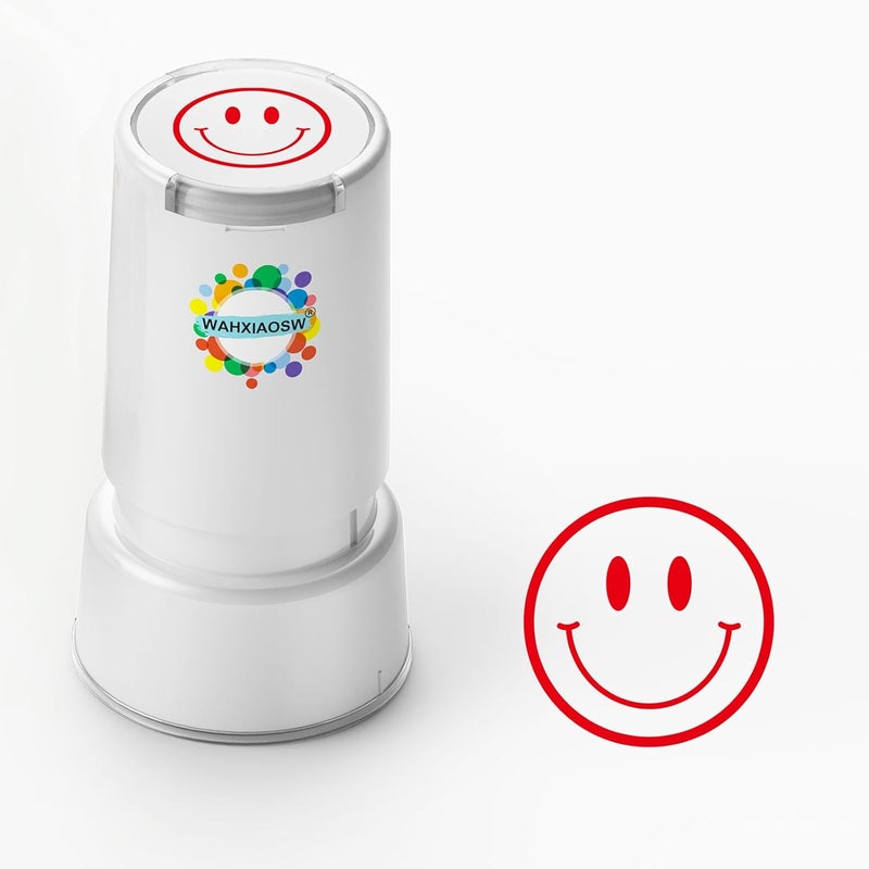 WAHXIAOSW Self-Inking Smiley Face Stamp for Teachers, Hand Stamps for Events and Classrooms, Teacher Stamps for Schools, Greeting Cards, Loyalty Cards, and Scrapbooks - Image 1